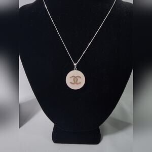 Chanel iridescent pendant Silver Chain Necklace